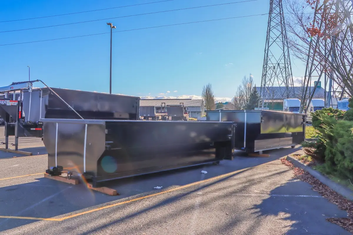 Roll-off dumpster ready for waste disposal at job site for 40 Yard Dumpster Rental in The Crossings